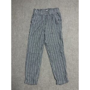 Sky‎ and Sparrow Pants Womens Medium Linen Rayon Striped Elastic Waist Casual